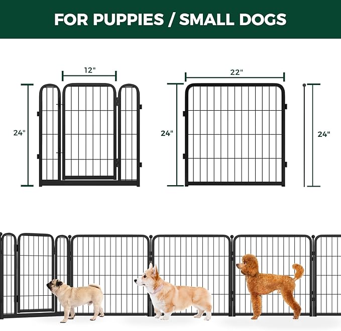 FXW Dog Gate Extra Wide Designed for Indoor Use, Adjustable Width Up to 69-inch Wide (24" H 3 Wire Panels for Puppies and Small Dogs), Black