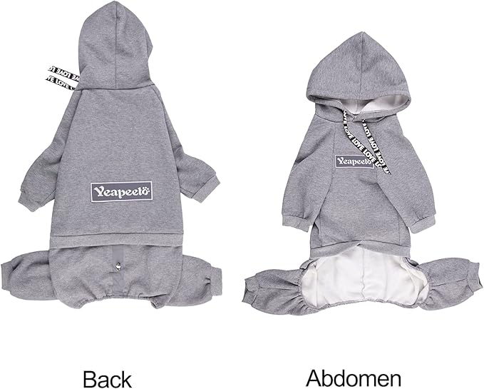Dog Hoodies Winter Coat for Large Medium Dogs, Pullover 7 Legs Warm Coat Hooded Sweatshirt, Fleece Hoodie for Cold Weather (Grey, X-Large)