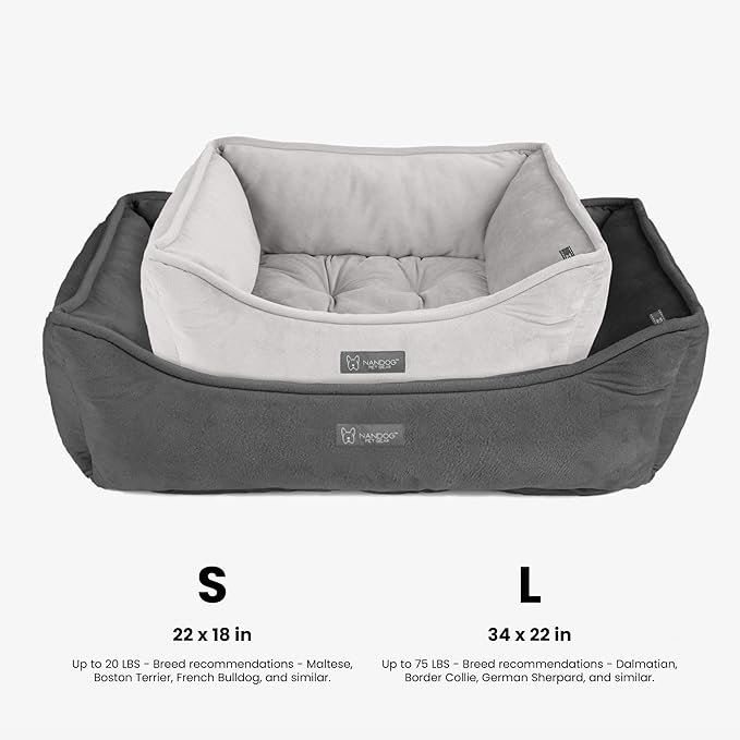 NANDOG The Signature Collection Reversible Bed in Pink Signature - Ultra Soft Micro Plush Fabric - Modern Design - Washable for Cats & Medium/Large Dogs