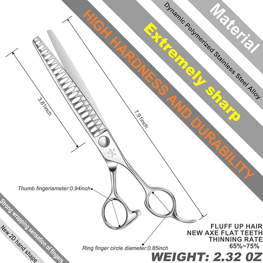High-end Professional Dog Grooming Thinning Scissors Teeth Cutting Blending Shears Pet Texturizing Shears 7.5 Inch Extremely Very Sharp Stainless Steel Alloy For Cat Other Animals Groomer