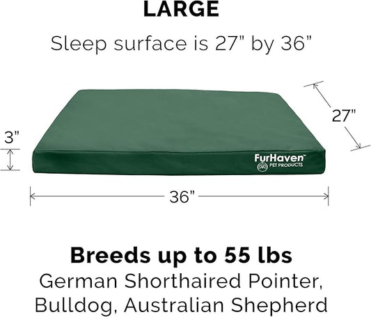 Furhaven Water-Resistant Orthopedic Dog Bed for Large/Medium Dogs w/ Removable Washable Cover, For Dogs Up to 55 lbs - Indoor/Outdoor Logo Print Oxford Polycanvas Mattress - Forest, Large