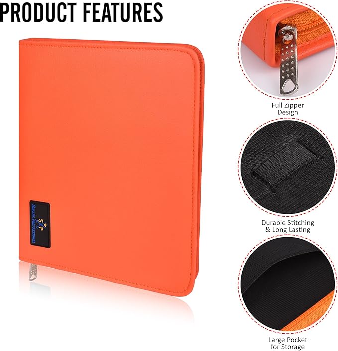 Leather Shears Case, Scissor Case, Shear Holder Holds 10 Grooming or Beauty Shears (Orange)