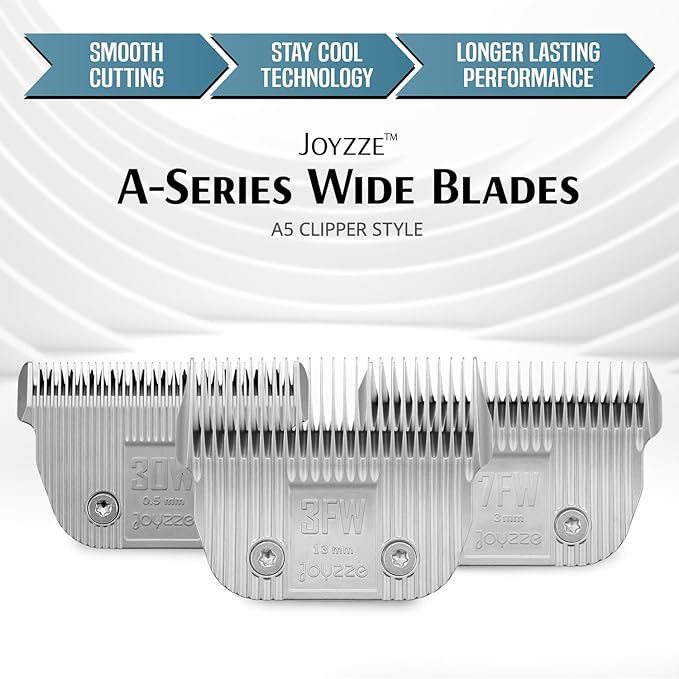 Raptor/Falcon Series A Wide Blade - Professional Grade Dog Clipper Grooming Blade, Detachable, Replacement Blades - Stainless Steel, Coated Ceramic,(A Series #3FW)