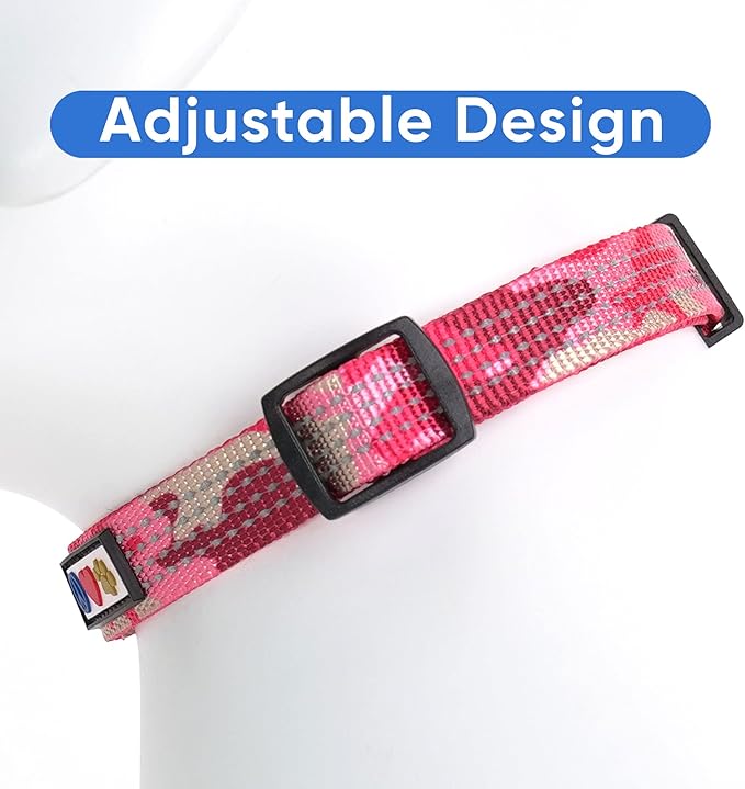 Pawtitas Reflective Dog Collar - Adjustable, Large Dog & Puppy Collar - Camouflage Pink
