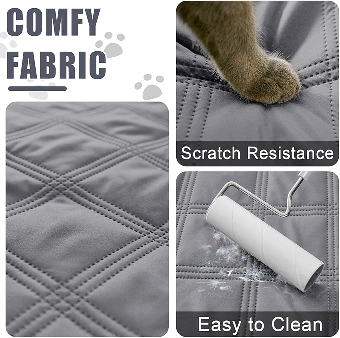 Smiry Waterproof Dog Bed Cover Blanket 40x90, Soft Reversible Pet Blanket, Washable Leakproof Cats Dogs Couch Cover for Sofa, Couch, Furniture, Lattice, Grey/Dark Grey