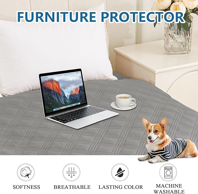 hyha Waterproof Dog Blanket, Reversible Pet Bed Blanket, Soft Sofa Couch Cover for Dogs Washable, Waterproof Pet Couch Covers for Sofa Puppy Cats Furniture Protector(30"x53", Grey/Grey)