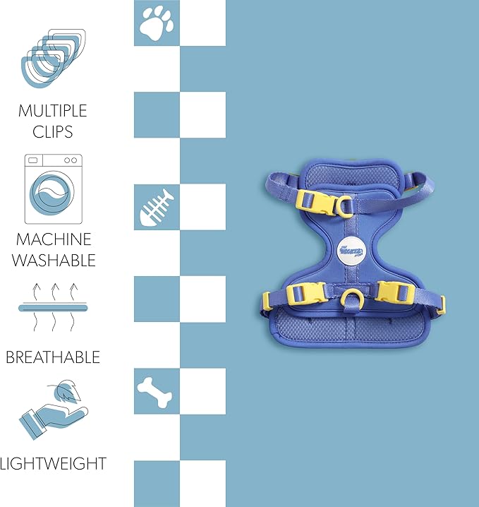 HNS1001C Arlo Small Adjustable Soft Padded No Pull Pet Harness with 3 Buckles and 3 Leash Clips, Curaçao