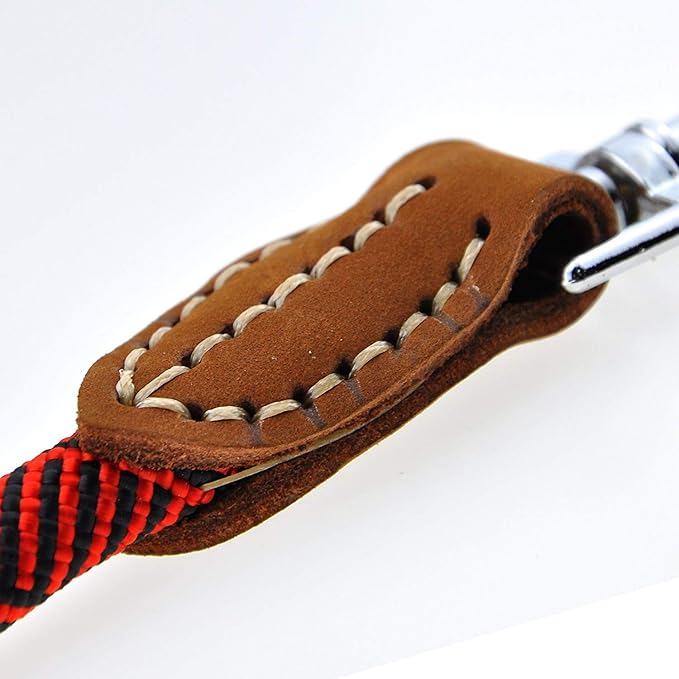 Mile High Life | Mountain Climbing Dog Rope Leash with Heavy Duty Metal Sturdy Clasp | Genuine Leather Tailored Connection with Strong Stitches (Red, 48 Inch (Pack of 1))