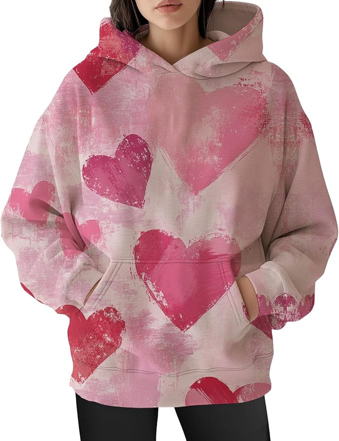 Womens Cat Print Hoodies Trendy Funny Cat Graphic Long Sleeve Sweatshirt Y2k Streetwear Hooded Pullover Tops