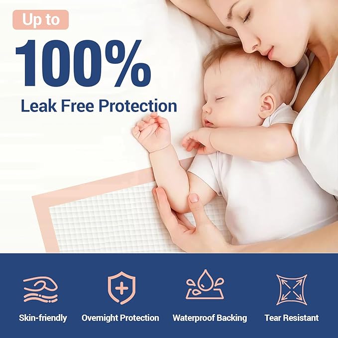 MKISS Heavy Duty Bed Pads 40" x 40"(40 Count), Disposable Super Absorbent Incontinence Underpads, Extra Large and Thicken Chucks Pads for Adults, Children, Babies, Elderly and Pets