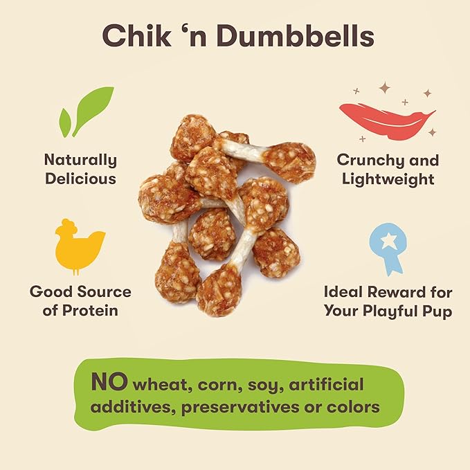 Pet 'n Shape Chik 'n Rice Dumbbells - All Natural Dog Treats, Chicken, 8 oz, 10408