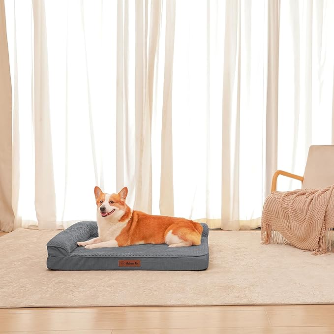 Orthopedic Dog Beds Large Sized Dog, 41x27x6 Inches Memory Foam Pet Bed for Large Dogs, Washable Removable Cover, Nonskid Bottom, Waterproof, Dark Grey