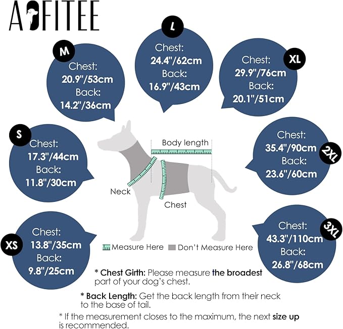 AOFITEE Dog Coat, Warm Dog Jacket Winter with Harness Built in, Waterproof Pet Snow Coat with Zipper on Back, Fleece Pet Sweater Puffer Jacket Snowsuit for Extra Large Dogs, Blue XXXL