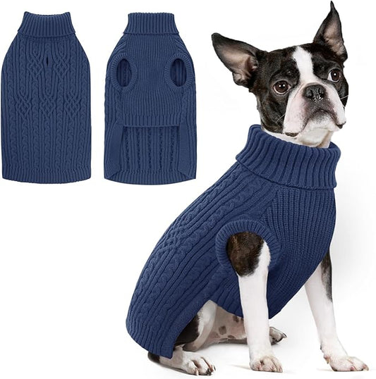 SUNFURA Dog Sweaters for Large Dogs, Soft Dog Sweater for Christmas Holiday, Warm Winter Fall Pet Sweaters for Dogs Girls Boys, Turtleneck Sweatshirt for Corgi, French Bulldog, Bluish Grey Large