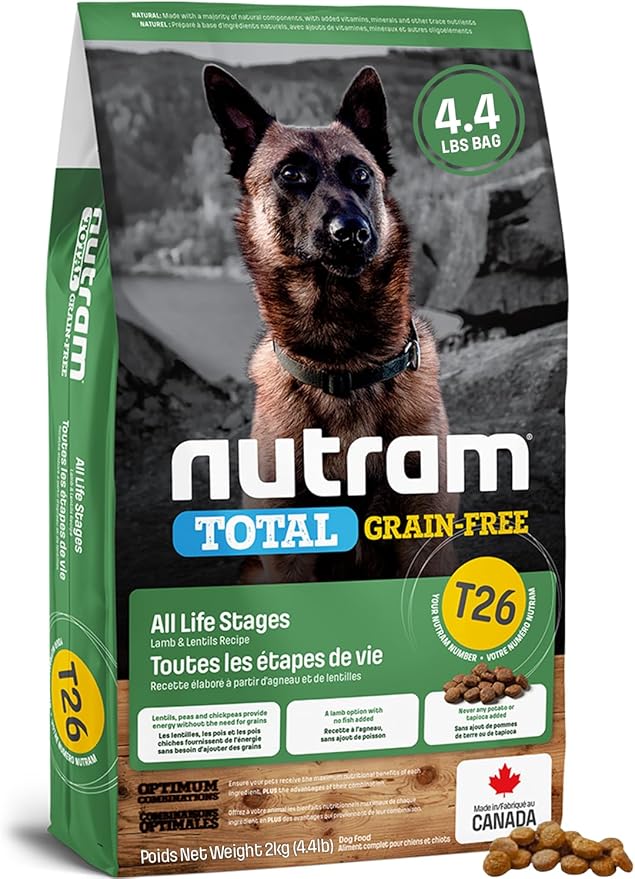 T26 Grain-Free Lamb & Lentils Dry Dog Food | High Protein, Chicken-Free Kibble with Pumpkin, Flaxseed & Salmon Oil | Easily Digestible, Allergy-Friendly for Puppies, Adults & Seniors (4.4 LBS)