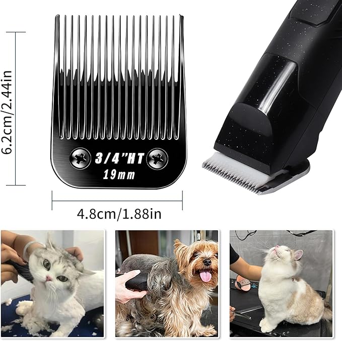 2 Pcs Size 3/4HT Detachable Dog Grooming Blades, Compatible with Andis, Oster A5, Wahl KM10 Series Clippers, Cut Length 19mm, Black (3/4HT 19mm, 2Pcs)