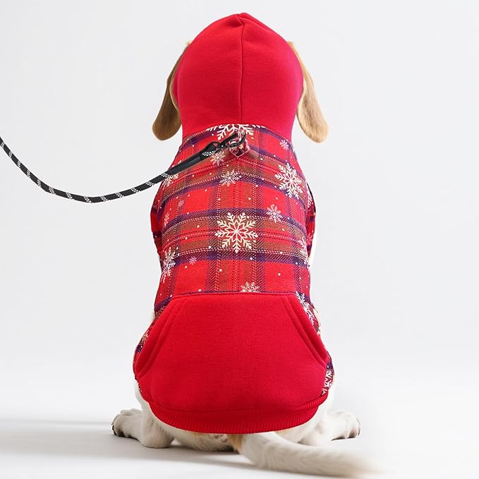 PUPTECK Christmas Winter Dog Hoodie Pet Sweatshirt Soft Warm Clothes Fleece Lined with Hat for Small Medium Large Dogs, Pocket Design, Snow M