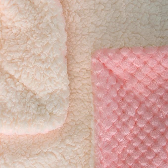 Fuzzy Dog Blanket or Cat Blanket or Pet Blanket, Warm and Soft, Plush Fleece Receiving Blankets for Dog Bed and Cat Bed, Couch, Sofa, Travel and Outdoor, Camping (Blanket (32" x 40"), DW-Baby Pink)