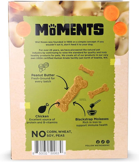 Wet Noses Moments Non-GMO Chicken Pot Pie Bone Crunchy Dog Treats - 14oz | No Corn, Wheat, Soy or Peas, Made with 6 Simple Ingredients