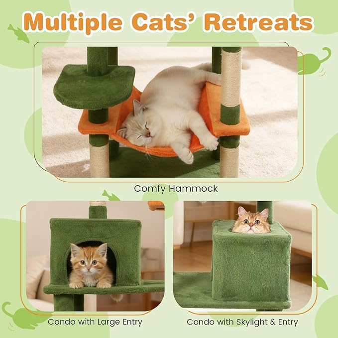 Tangkula Cat Tree for Indoor Cats, 75 Inch Extra Tall Cat Tower with Sisal Scratching Post, Padded Top Perch, Dual Condos, Hammock, 2 Dangling Balls, Platforms, Multi-Level Cat Climbing Furniture