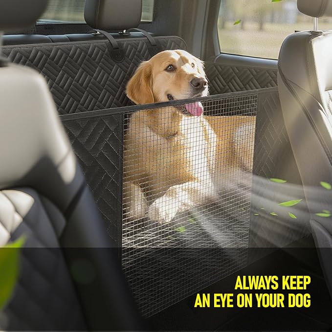 Dog Car Seat Cover for Back Seat, Hard Bottom Back Seat Cover for Cars, SUV, Small Trucks - Patented Design, Waterproof Dog Hammock, Support 400lbs