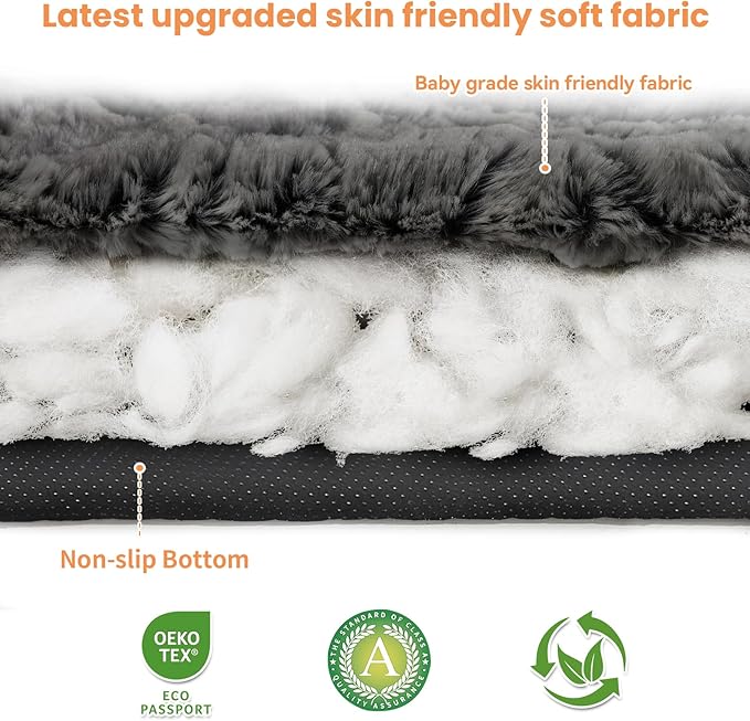 2 Pack Washable Dog Bed for Large Medium Small Dogs, Deluxe Plush Dog Crate Mat with Anti-Slip, Washable Orthopedic Durable Kennel Pad for Pet Sleeping Puppy (Dark Grey, 35" 23"*1.5")