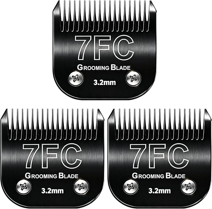3 Pcs Size 7FC Detachable Dog Grooming Blades, Compatible with Andis, Oster A5, Wahl KM10 Series Clippers, Cut Length 3.2mm, Black (7FC 3.2mm, 3Pcs)
