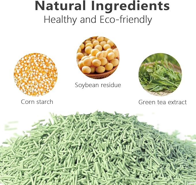 Raki Venus Tofu Cat Litter - Strong Clumping, Ultra Absorbent, Odor Control, Flushable, Low Tracking, Low Dust Tofu Litter Pellets 3 Packs/18LB (Green Tea)