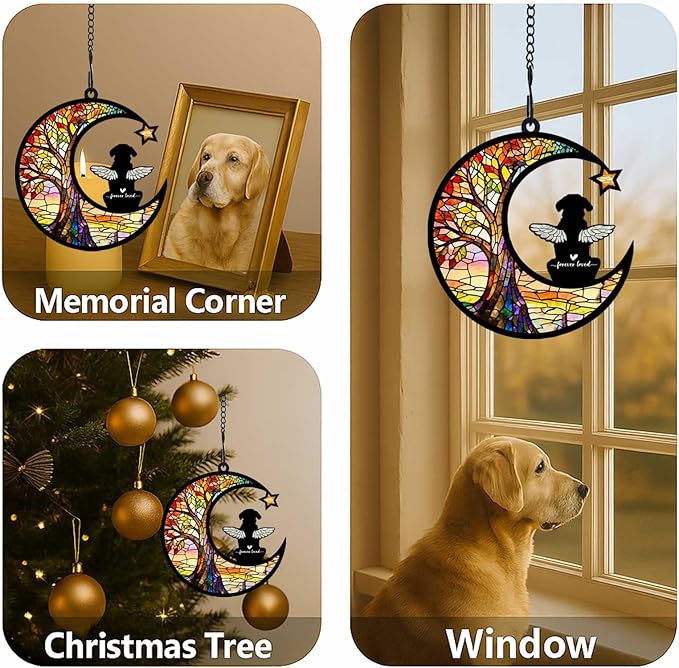 Personalized Loss of Dog Sympathy Gift, Custom Dog Memorial Suncatcher, Dog Memorial Gift, Loss of Dog Gift, Pet Remembrance Gift, 5.2" (Life Tree)