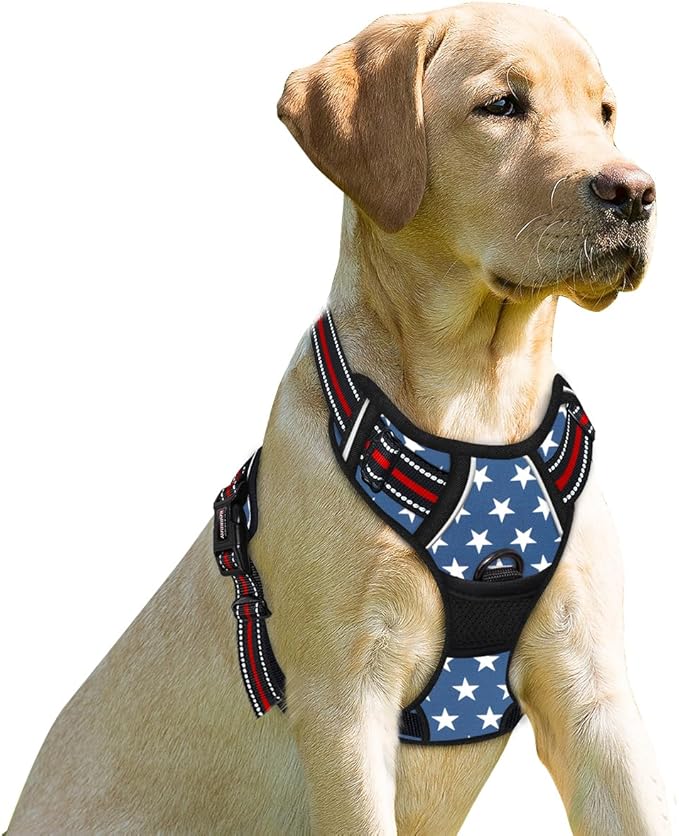 BARKBAY No Pull Dog Harness Front Clip Heavy Duty Reflective Easy Control Handle for Large Dog Walking(Star,XL)
