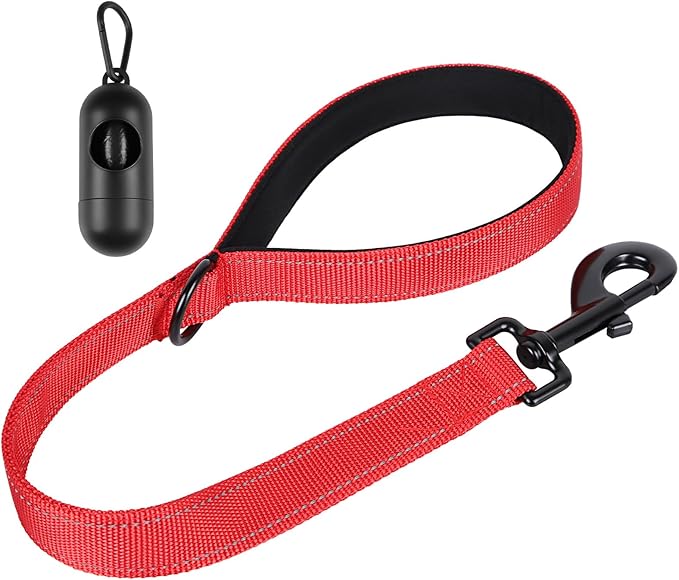Dog Leash, Short Dog Leash, Leashes for Large Breed Dogs,Traffic Padded Handle- Reflective Training Lead, Perfect for Medium to Large Dogs(24 Inch, Red)