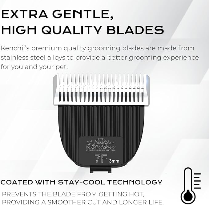 Kenchii Flash Clipper Blade (7F,3mm) Only Compatible with Flash Clipper,Black & White