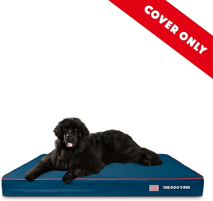 The Dog's Bed Replacement Cover ONLY (Outer Cover ONLY - NO Bed, NO Waterproof Inner) for The Dog's Bed, Washable Oxford Fabric, XXXL 6 Inches (Blue with Red Piping USA Flag)
