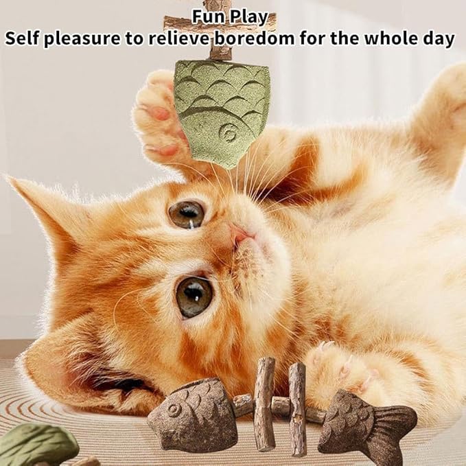 ZJUN 3 Pack Cat Chew - Fix Cat Dental Health, Catnip Toys for Indoor Cats, Natural Fishbone Cats Dental Toy, Durable Feline Tooth Care Tool, Kitten Teeth Cleaning Care Sticks, Catnip