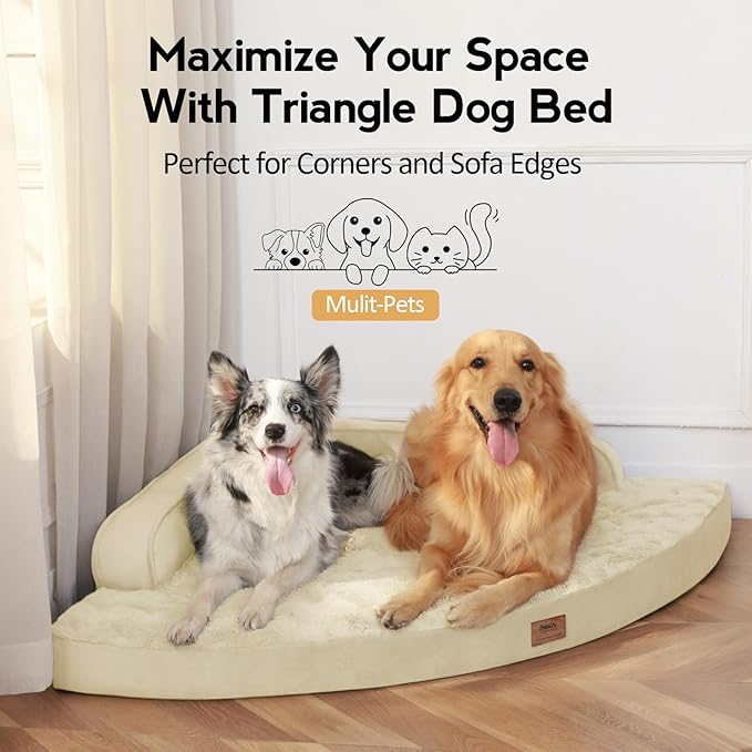 Large Orthopedic Dog Bed with Sides XXXL Dog Beds with Removable Washable Cover Non-Slip Waterproof Pet Bed for Extra Large Dogs - Beige XXXL