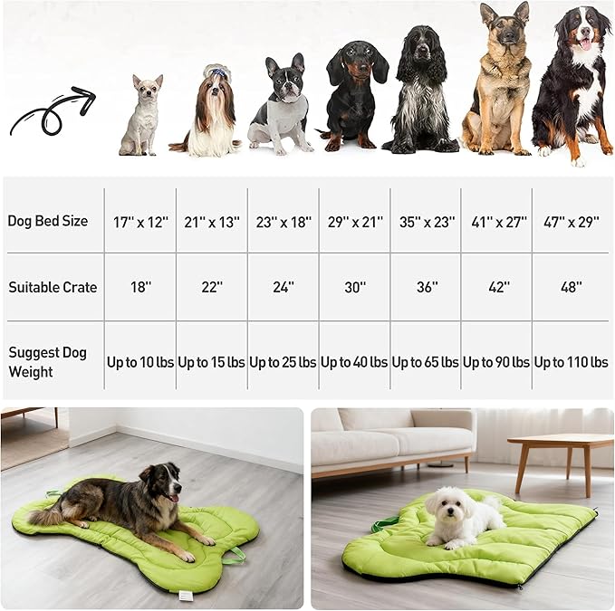 DWCN Doul-use Portable Dog Bed Mat with Handle, All Season Available Washable Dog Crate Sleeping Pad for Medium to Large Dogs, Pet Supplies Carry Bag for Outdoor/Car, 47 x 32 Inches, Grey