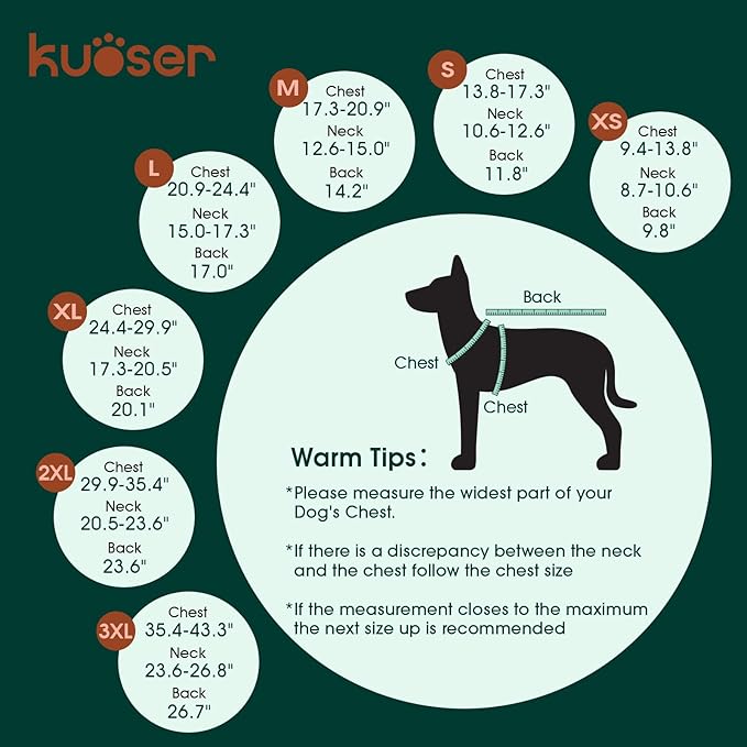 Kuoser Dog Winter Coat, Reversible Waterproof Dog Jacket with Leash Hole, Warm Dogs Fleece Vest Adjustable Doggy Cold Weather Clothes Plaid Christmas Outfit Pet Apparel for Large Dogs, RedBlack L
