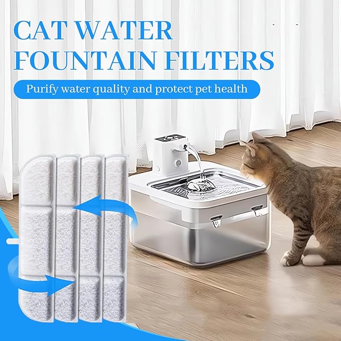 8 Packs Replacement Filters for Downy Paws Cat Water Fountain DPWFP6, Filtration Filters for DownyPaws 84oz/2.5L Fursink Wireless Pet Fountain