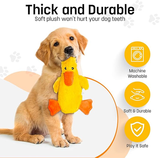 FGA MARKETPLACE Frog-Grey Rabbit-Duck Flat NO Stuffing NO Squeak Plush Dog Toy, Funny Style Will Entertain Your Pet for Hours, Recommended for Small and Medium Dog 21 INCH Long