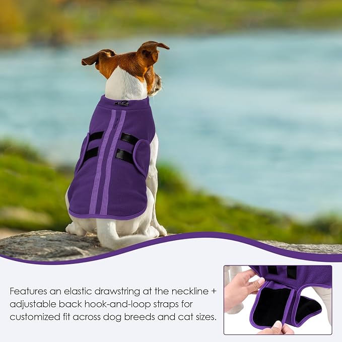 Dog Sweater,Adjustable Dog Sweaters for Small, Medium and Large Dogs Boys Girls, Dachshund Chihuahua Fleece Dogs Sweater(Purple,M)