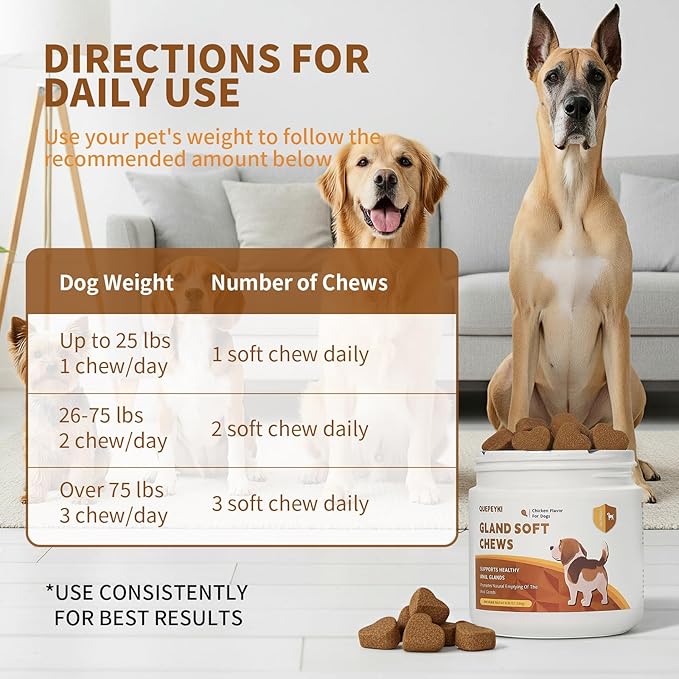 Anal Gland Chews for Dogs Treats with Pumpkin, Fiber & Probiotics - Supports Scooting, Stool Quality & Gut Digestive Health - Chicken Flavor, 90 Count