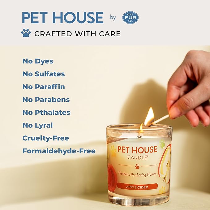 One Fur All Pet House Christmas Candles, Long Lasting, Clean Burning, Soy Wax Scented Pet Odor Candles, Hot Cocoa and Sugar Cookie, 2 Pack