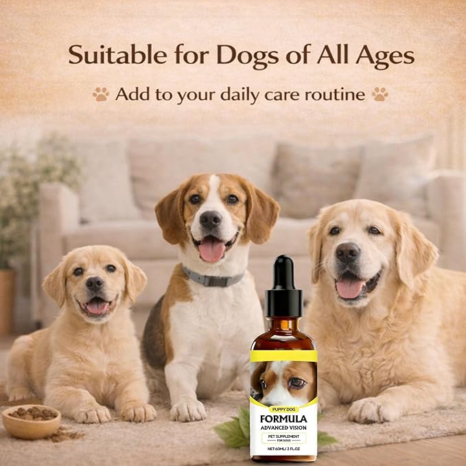 Advanced Vision Formula for Dogs – Liquid Eye & Vision Support Supplement – Supports Clear Vision & Reduces Cloudy Eyes and Cataracts in Dogs – with Lutein & Zeaxanthin – 2oz (60ml) Oral Drops