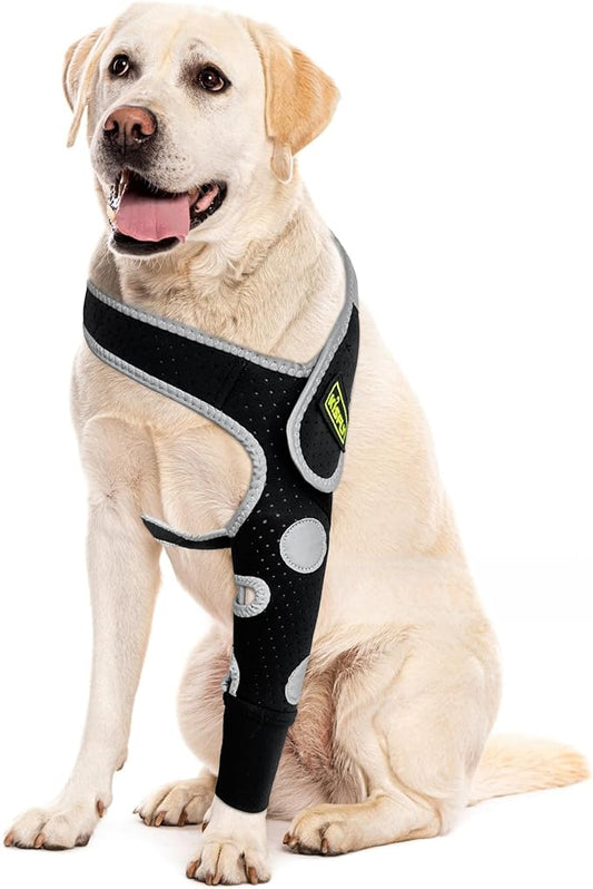 Dog Elbow Brace & Dog Front Leg Brace – Dog Elbow Protector for Hygroma, Pressure Sores, Breathable Dog Sleeves for Front Legs, Reflective – Left Leg, M