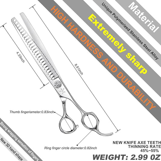 High-end Professional Dog Grooming Thinning Scissors Teeth Cutting Blending Shears Pet Texturizing Shears 8 Inch Extremely Very Sharp Stainless Steel Alloy For Cat Other Animals Groomer