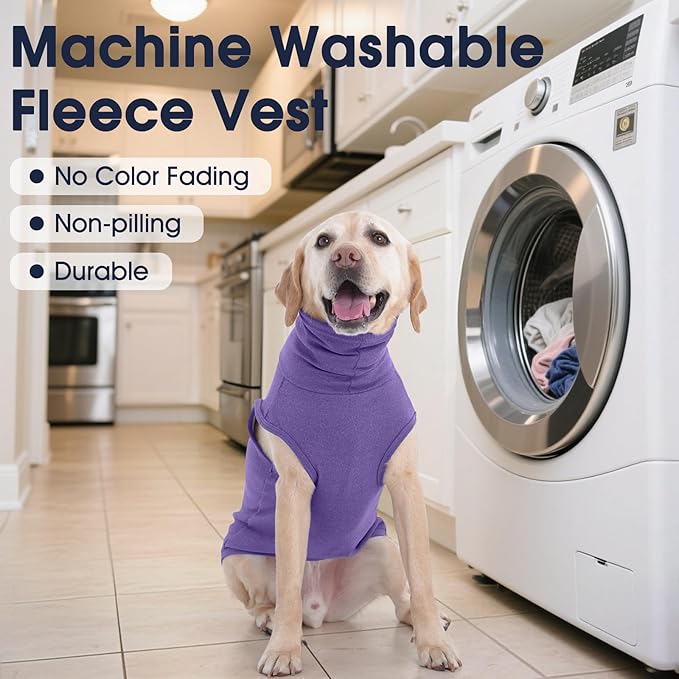 IECOii Small Dog Sweater,Stretch Fleece Vest - Purple, Medium,Warm Pullover for Winter Spring Fall, Soft & Lightweight Dog Sweatshirt Indoor Outdoor Clothes,Turtleneck for Small Medium Dogs Girl Boy