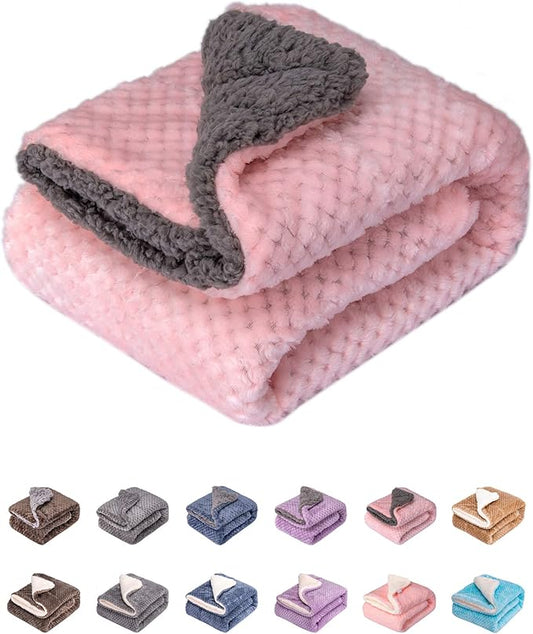 Fuzzy Dog Blanket or Cat Blanket or Pet Blanket, Warm and Soft, Plush Fleece Receiving Blankets for Dog Bed and Cat Bed, Couch, Sofa, Travel and Outdoor, Camping (Blanket (32" x 40"), DG-Baby Pink)