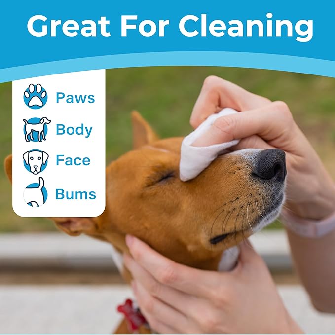 Prime Pets Dog Wipes for Paws and Butt, 300 Count, 8" x 6" Pet Grooming Wipes for Dogs Cats Cleaning Deodorizing, Unscented Dog Paw Wipes, Puppy Wipes for Face Bum Eyes Ears Teeth