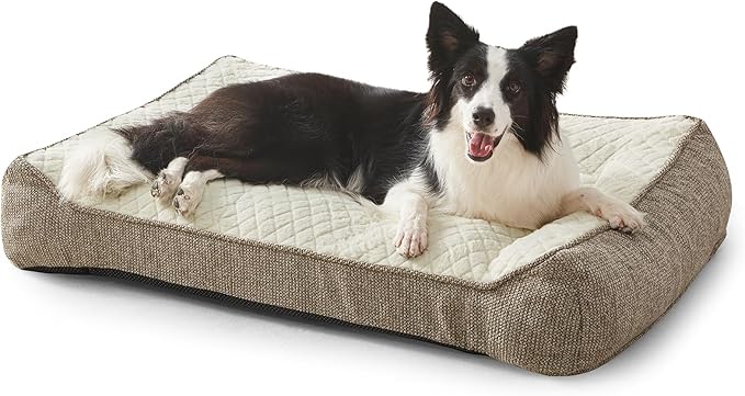 JOEJOY XL Orthopedic Dog Beds Large Sized Dog, Extra Thick Supportive Big Dogs Couch Bed with Sides and Waterproof Lining, Ultra Soft Pet Bed Sofa for Large Dogs, Beige, 38''x28''