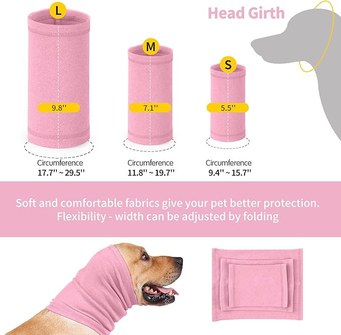 Nanaki Dog Calming Hoodie Ear Wraps for Dogs, Ear Protection Dog Fireworks Ear Head Muffs Dog Warp Anxiety Relief, Dog Hematoma Ear Wrap, Dog Head Cover The Grooming and Force Drying Dog Ear Protector